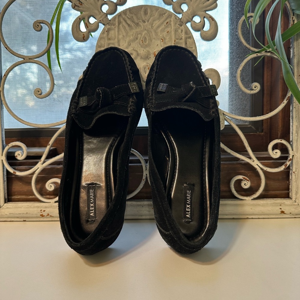 Alex Marie Elegant Black Velvet Loafers - Picture 10 of 11